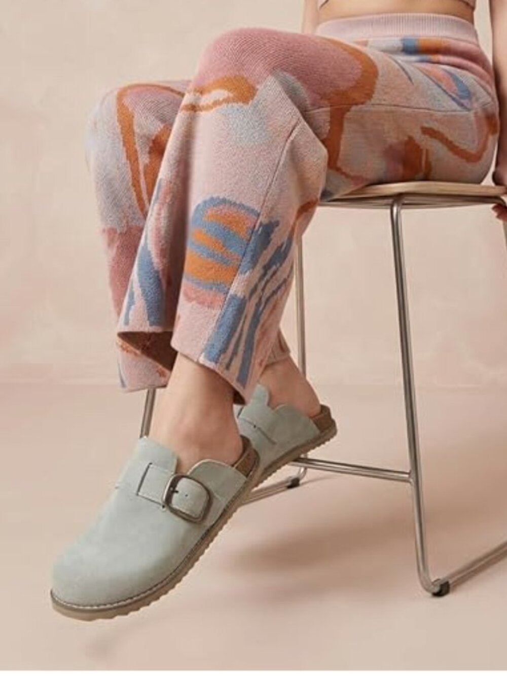 CUSHIONAIRE Suede Blain Slip On Memory Foam Footbed Mules Lavender